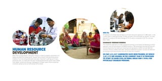 Human Resource 
Development 
With more young people in education there is a need to prepare a generation of 
highly educated and skilled youth. Gujarat has a vibrant manufacturing sector. 
Investors Summits being held every two years have led to setting up of many 
industrial units. To meet with the ever increasing demand for world-class skilled 
man power, vocational training is being given through a pool of 649 vocational 
institutes spread across all 225 talukas of the State. 
New ITIs 
All talukas in the State have at least one ITI with the total capacity of 12,786 seats. In the 
current year it is planned to start 10 new ITIs with 5 ITIs exclusively for women. It is also 
planned to construct 50 new buildings of ITIs for which a provision of Rs.75 crore has 
been made. 
Kaushalya Vardhan Kendras 
This scheme’s objective is to take vocational training to rural areas by following a cluster 
approach and concentrating on RURBAN locations. 300 Kaushalya Vardhak Kendras are 
functioning across the state and imparting training based on WISH concept (Women 
oriented, Industry related, Soft skills, Hardcore traditional courses). Courses are selected 
according to local requirements and are of short term duration. 
So far 3,31,347 candidates have been trained, of which 
1,87,174 are women. In the current year it is proposed 
to start 30 more KVKs in tribal areas and 5 KVKs for 
physically disabled persons. 
 