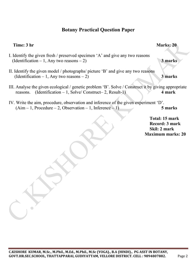 12th std Botany EM Practical notes (1).pdf | Biological Sciences | Science