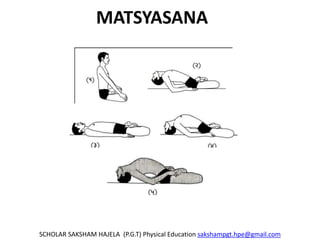 MATSYASANA
SCHOLAR SAKSHAM HAJELA (P.G.T) Physical Education sakshampgt.hpe@gmail.com
 