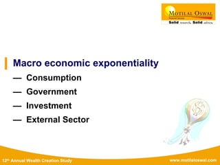 www.motilaloswal.com12th Annual Wealth Creation Study
Macro economic exponentiality
— Consumption
— Government
— Investment
— External Sector
 
