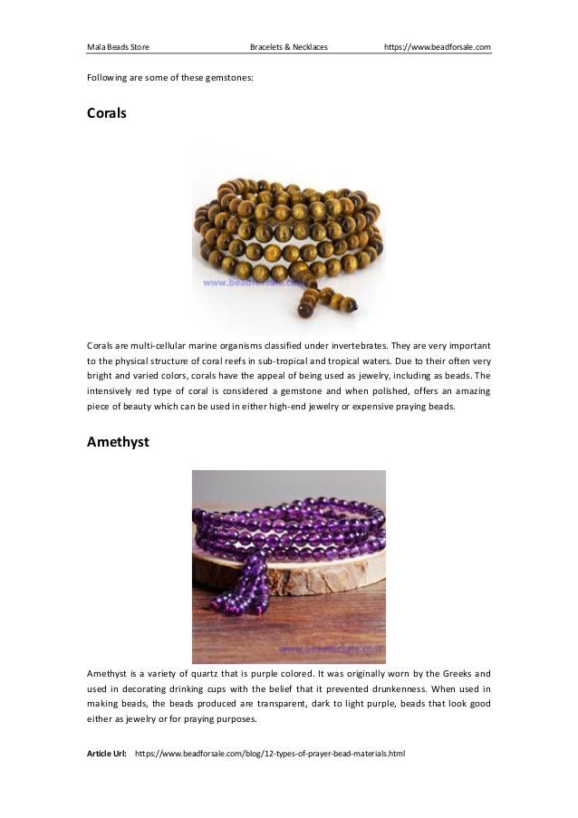 12 types of prayer bead materials