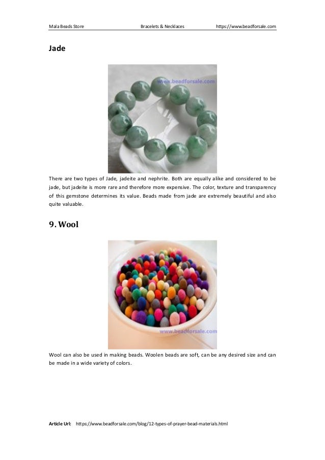12 types of prayer bead materials