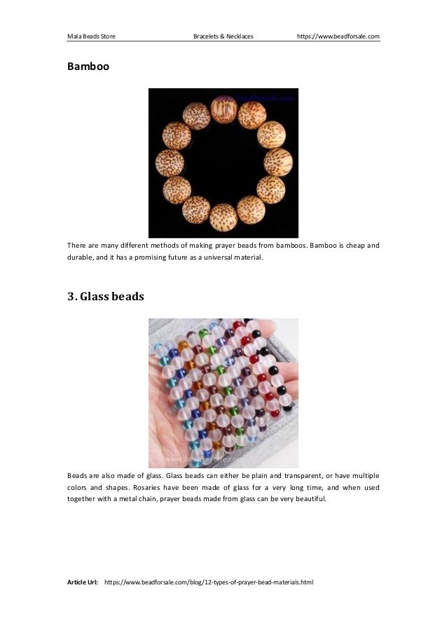 12 types of prayer bead materials
