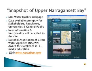 Thomas Uva, "Upper Narragansett Bay Water Quality  Sins of the Past, Present Day Efforts & Future Opportunities," Baird Symposium