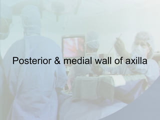 Posterior & medial wall of axilla
 