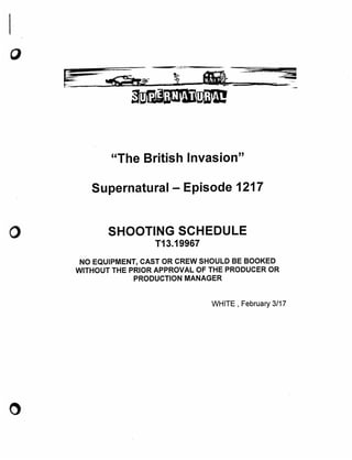 12.17 The British Invasion   shooting schedule 
