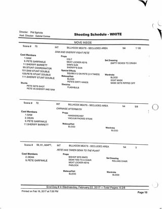 12.18 The Memory Remains   shooting schedule 