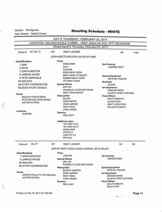 12.18 The Memory Remains   shooting schedule 