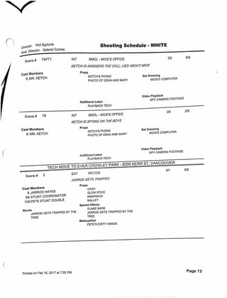 12.18 The Memory Remains   shooting schedule 