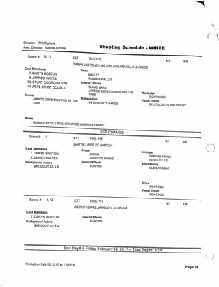 12.18 The Memory Remains   shooting schedule 