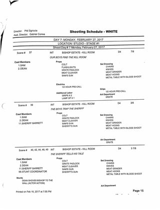 12.18 The Memory Remains   shooting schedule 