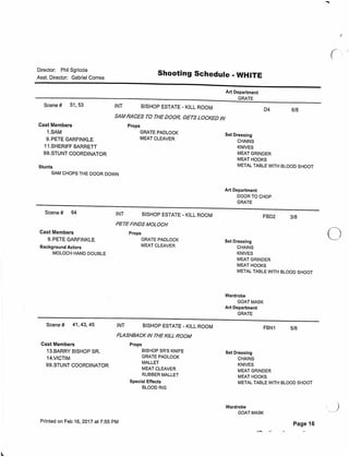 12.18 The Memory Remains   shooting schedule 