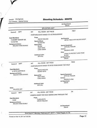 12.18 The Memory Remains   shooting schedule 