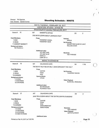 12.18 The Memory Remains   shooting schedule 