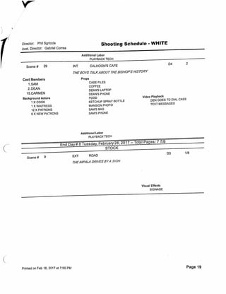 12.18 The Memory Remains   shooting schedule 