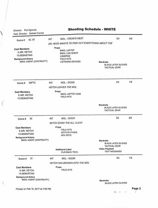 12.18 The Memory Remains   shooting schedule 