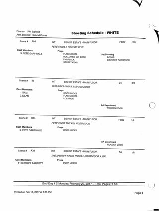 12.18 The Memory Remains   shooting schedule 