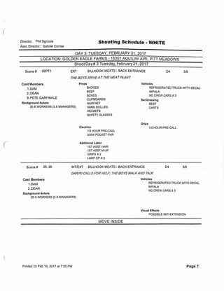 12.18 The Memory Remains   shooting schedule 