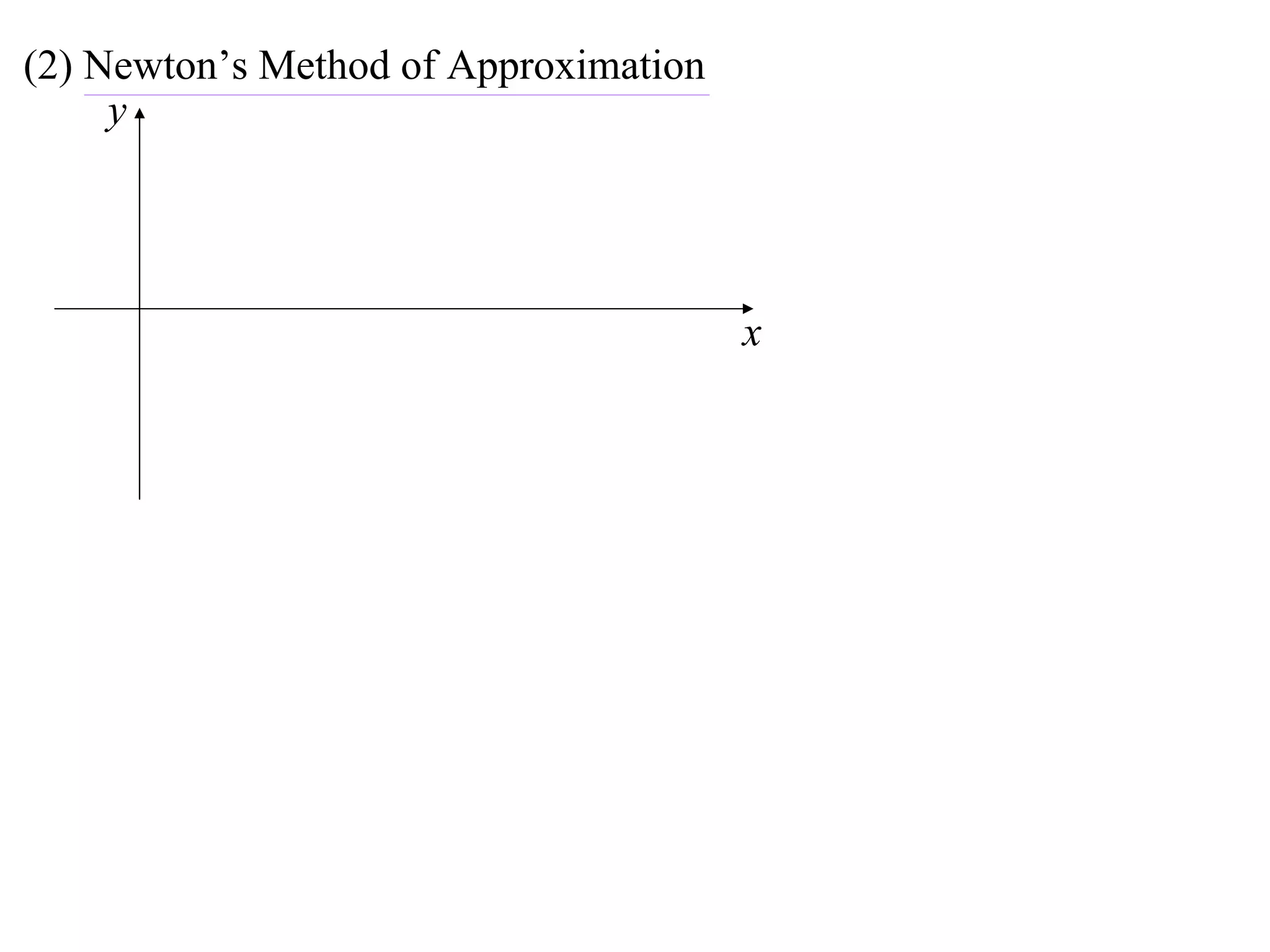 (2) Newton’s Method of Approximation
     y




                                       x
 
