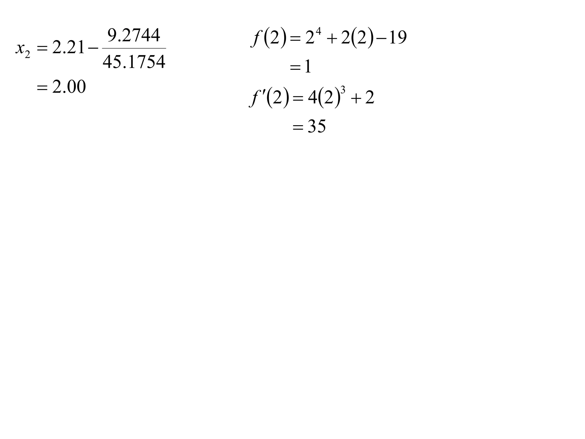 9.2744    f 2   2 4  22   19
x2  2.21 
            45.1754          1
    2.00
                      f 2   42   2
                                    3


                               35
 