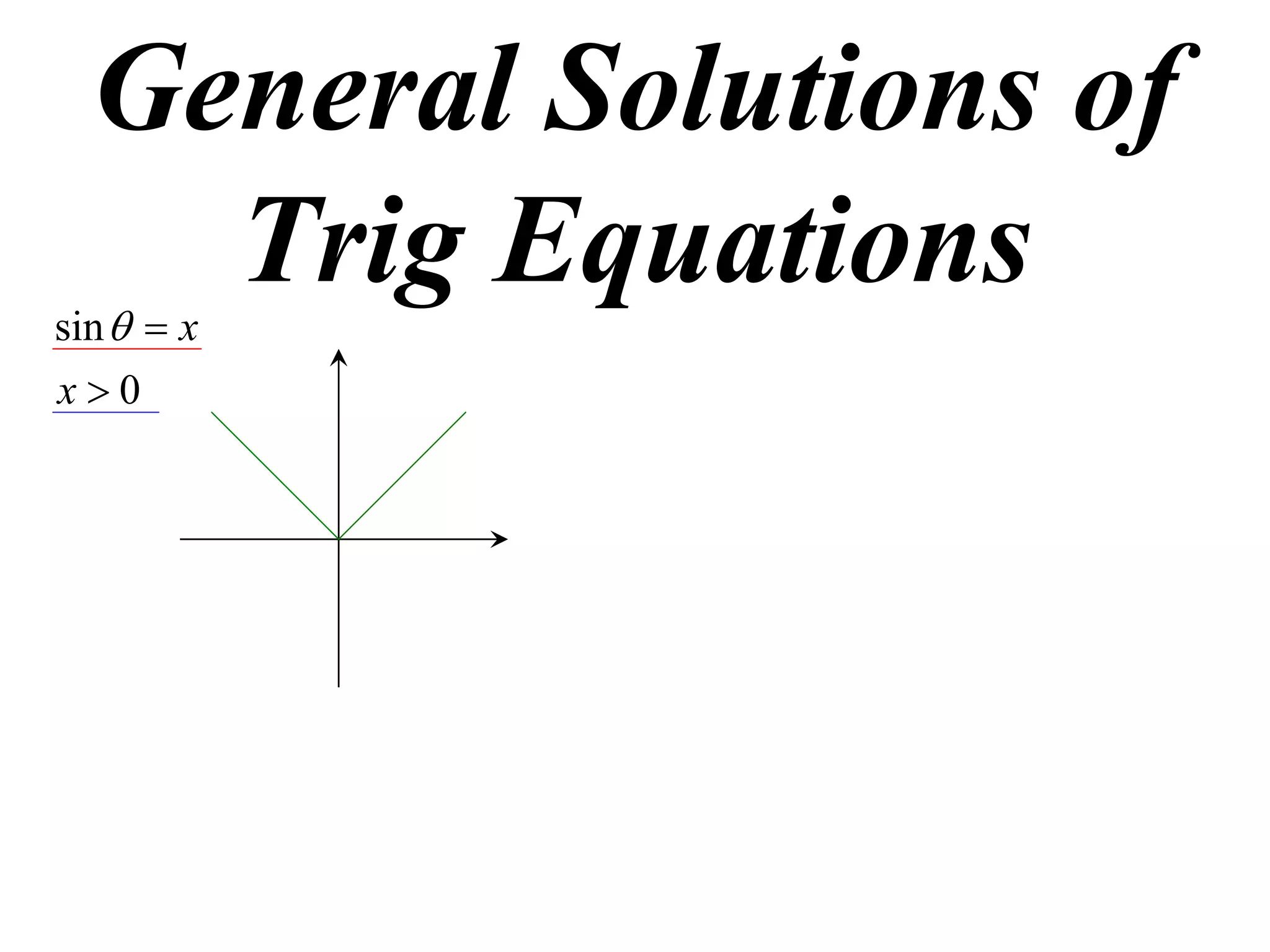 General Solutions of
    Trig Equations
sin   x
x0
 