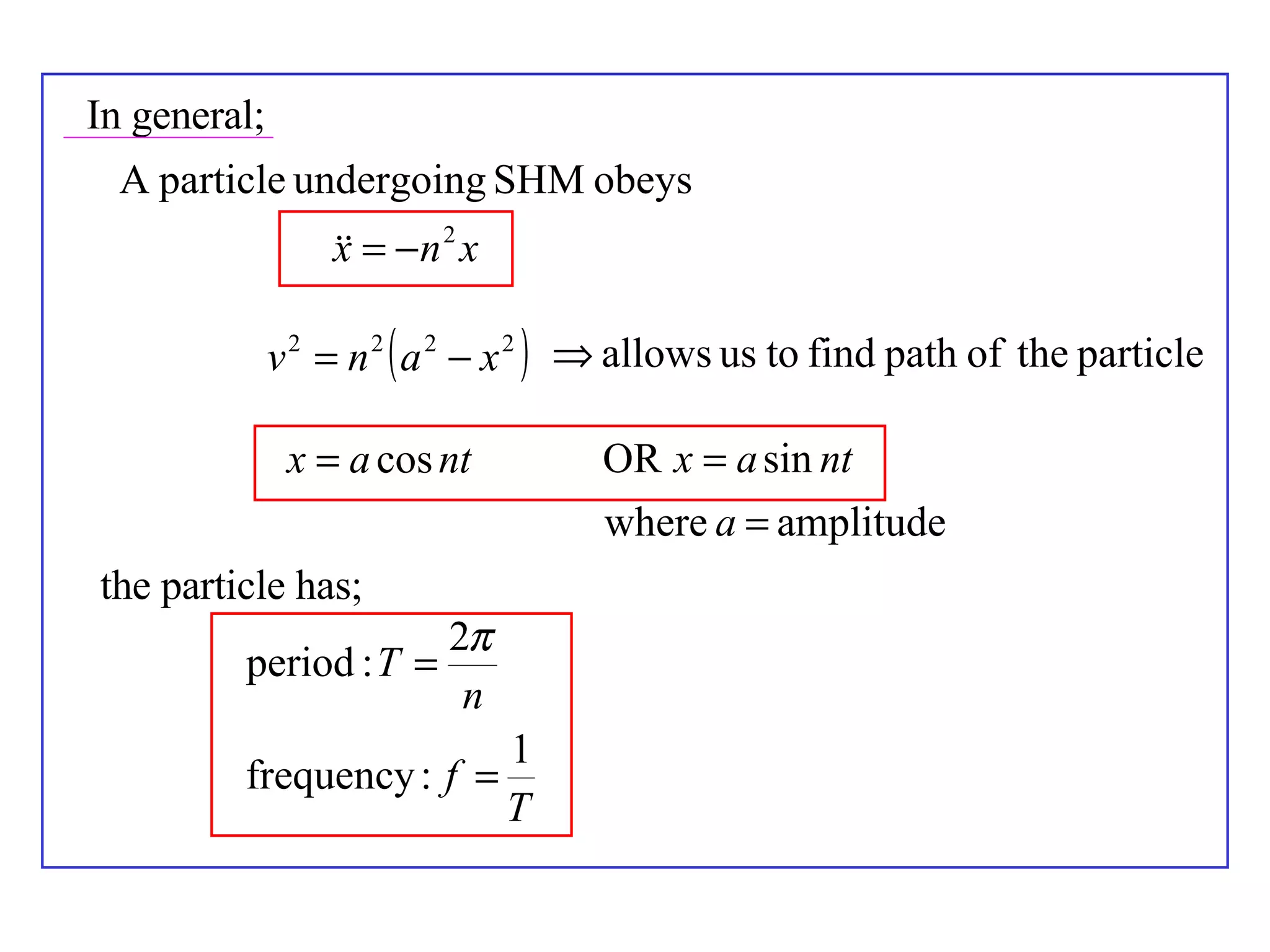 In general; the particle has; 