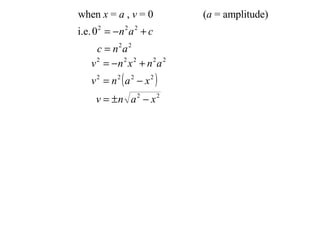 when  x  =  a  ,  v  = 0 ( a  = amplitude) 