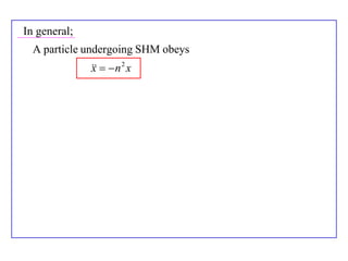 In general;
  A particle undergoing SHM obeys
                 n 2 x
              x
 