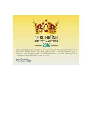 12 xu hướng Content Marketing năm 2016