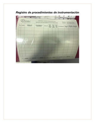 Registro de procedimientos de instrumentación
 