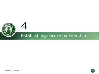 4
Establishing secure partnership

SDW2013, 23rd May

28

 