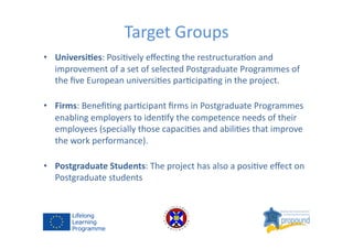 Target	
  Groups	
  
•  Universi*es:	
  Posi&vely	
  eﬀec&ng	
  the	
  restructura&on	
  and	
  
improvement	
  of	
  a	
 ...
