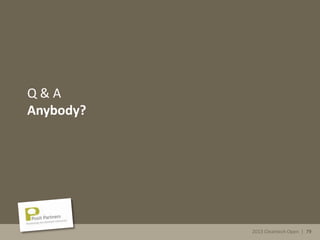 2013 Cleantech Open | 79
Q & A
Anybody?
2013 Cleantech Open | 79
 