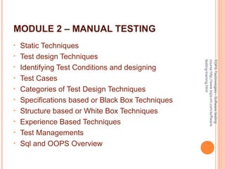 Software testing Training Syllabus Course | PPT