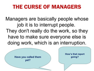 THE WORST PART
Managers call
meetings!
 