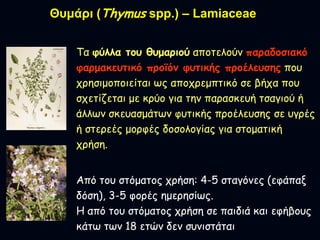 Θπκάξη (Thymus spp.) – Lamiaceae
Τα θφιια ημο ζομανημφ απκηεηκτθ παναδμζηαθυ
θανμαθεοηηθυ πνμσυκ θοηηθήξ πνμέιεοζεξ πκν
ξλ...