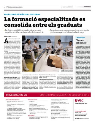 La formación especialitzada se consolida entre los graduados (El Periódico de Catalunya)