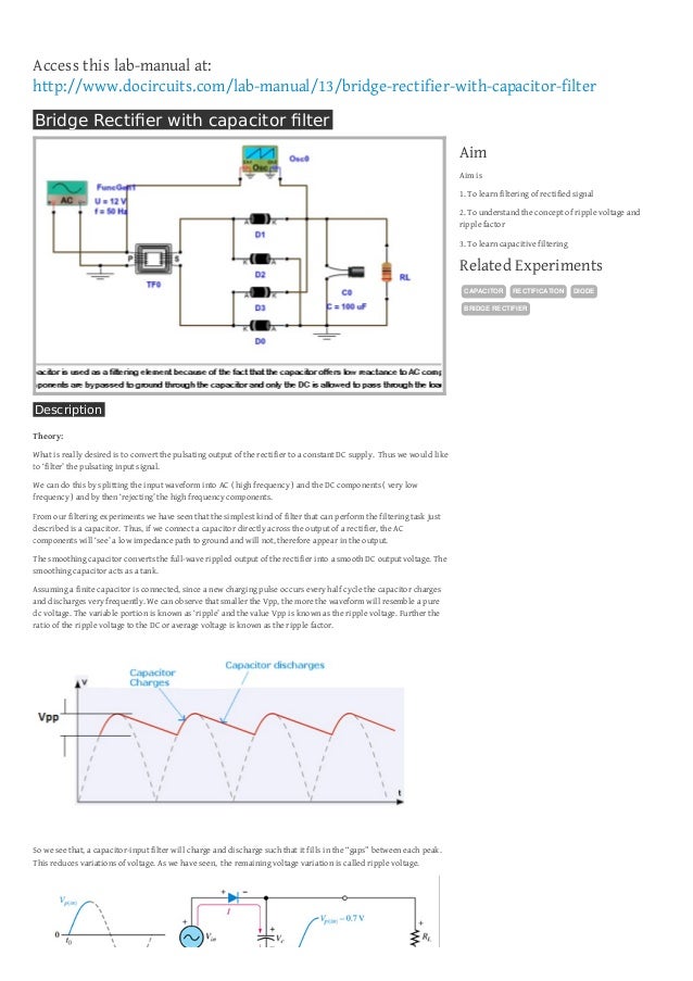 Bridge Rectifier With Capacitor Filter