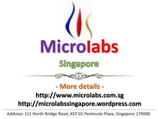 Microlabs
- More details -
http://www.microlabs.com.sg
http://microlabssingapore.wordpress.com
Address: 111 North Bridge Road, #27-01 Peninsula Plaza, Singapore 179098
 