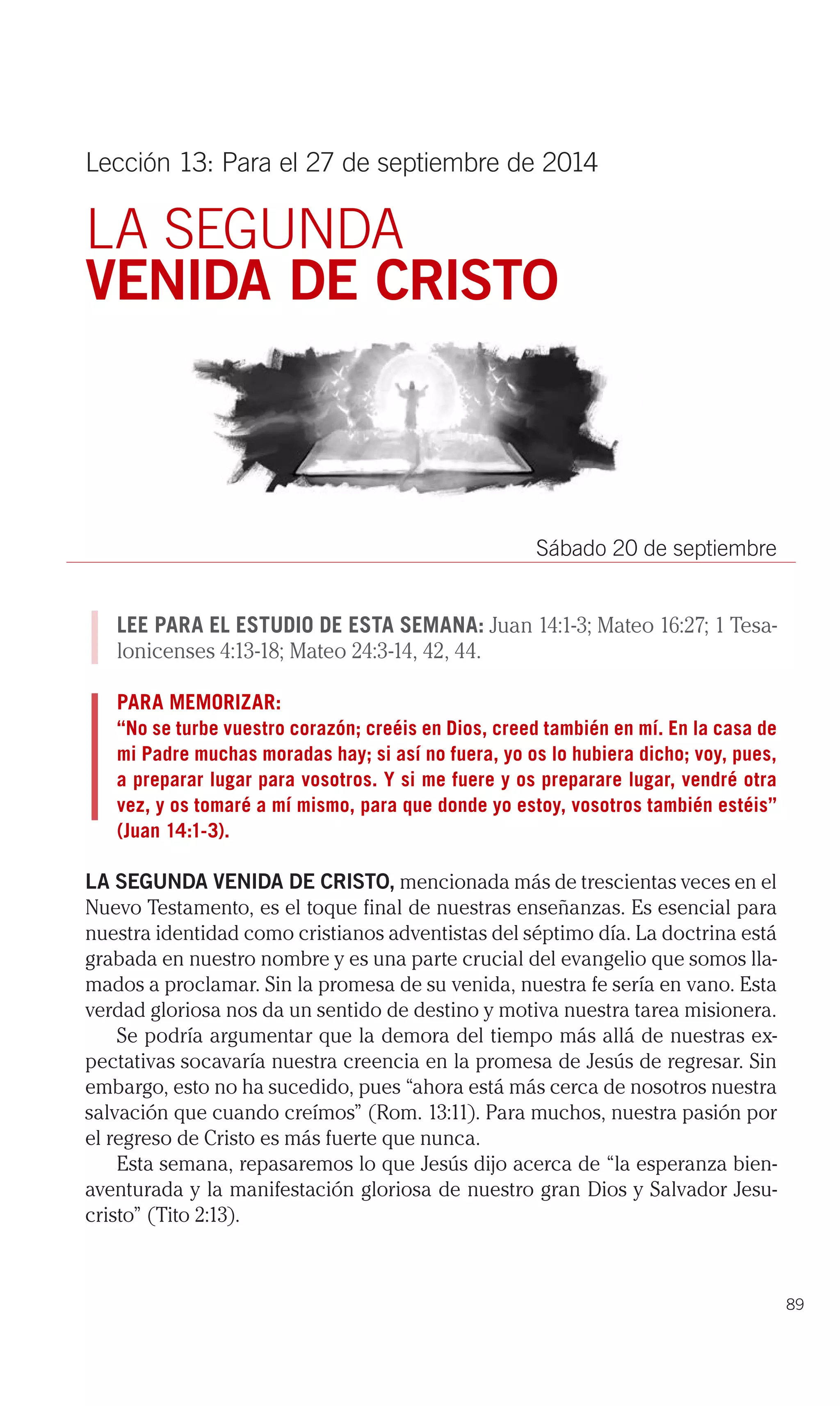 Lección 13 | La segunda venida de Cristo | Escuela Sabática | PDF