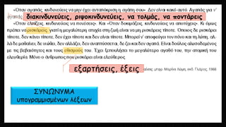 ΣΥΝΩΝΥΜΑ υπογραμμισμένων λέξεων 
διακινδυνεύεις, ριψοκινδυνεύεις, να τολμάς, να ποντάρεις 
εξαρτήσεις, έξεις  