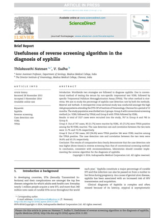 Usefulness of reverse screening algorithm in the diagnosis of syphilis ...