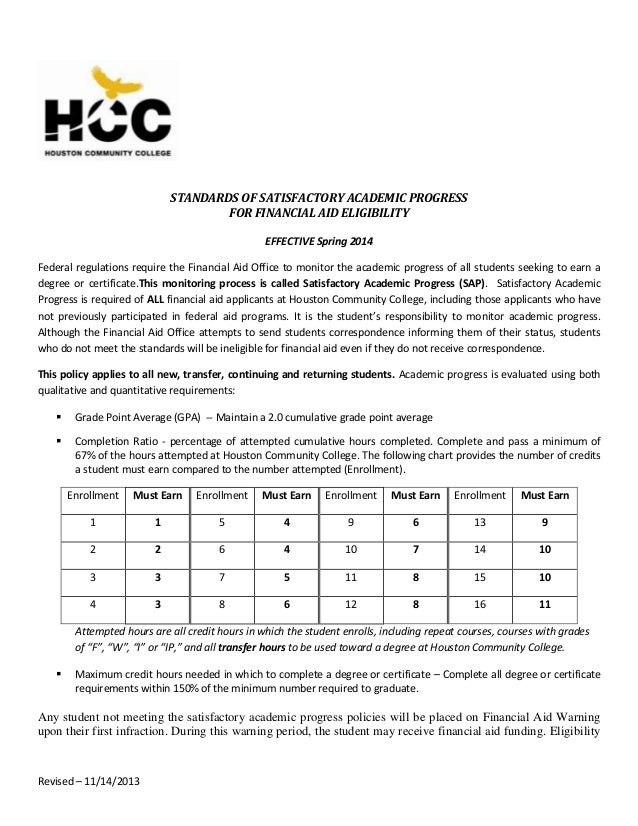 13 14 sap policy revised for spring 2014 final 111413 houston community college transcript request form
