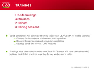 TRAININGS
On-site trainings
40 trainees
2 trainers
8 training sessions
!   Scilab Enterprises has conducted training sessi...