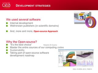DEVELOPMENT STRATEGIES
We used several software
!   Internal development
!   Well-known publishers (in scientific domains)...