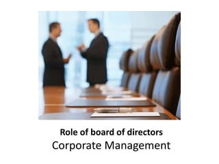 Role of board of directors
Corporate Management
 