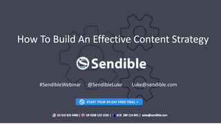 How To Build An Effective Content Strategy
#SendibleWebinar @SendibleLuke Luke@sendible.com
 