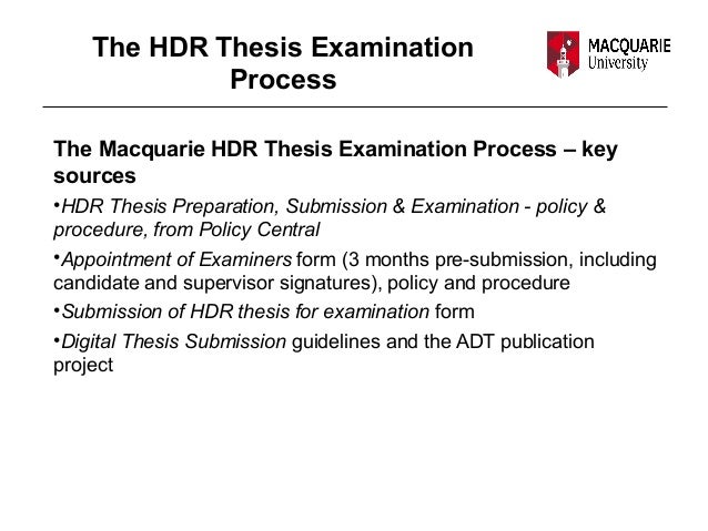 hdr thesis examination