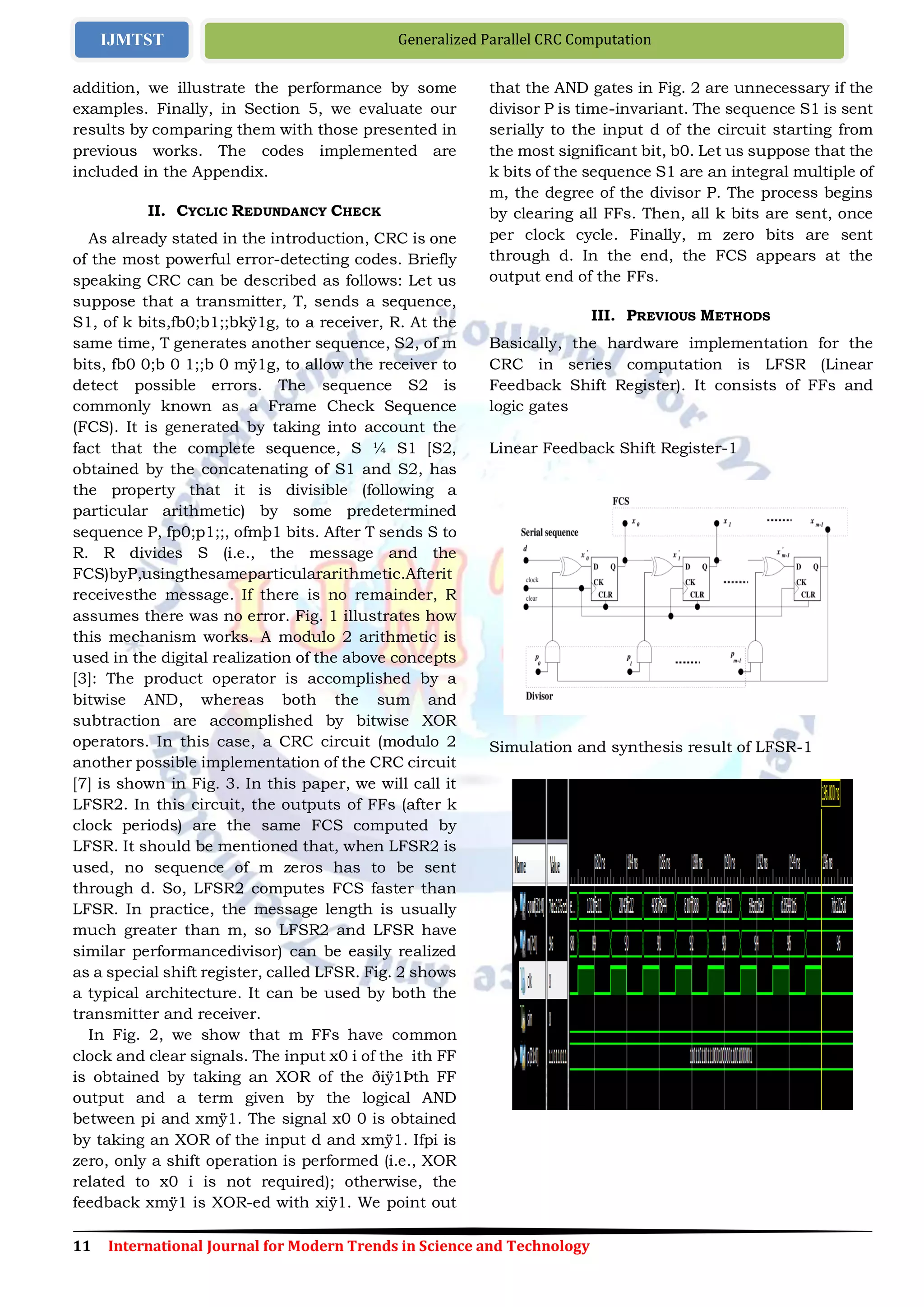 Generalized Parallel CRC Computation | PDF