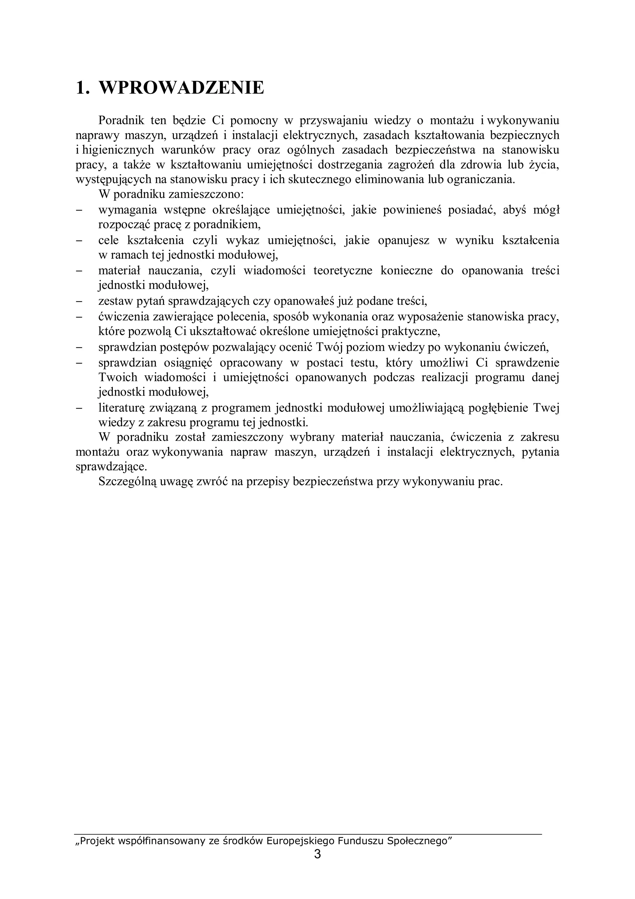 13. Wykonywanie naprawy maszyn, urządzeń instalacji elektrycznej | PDF